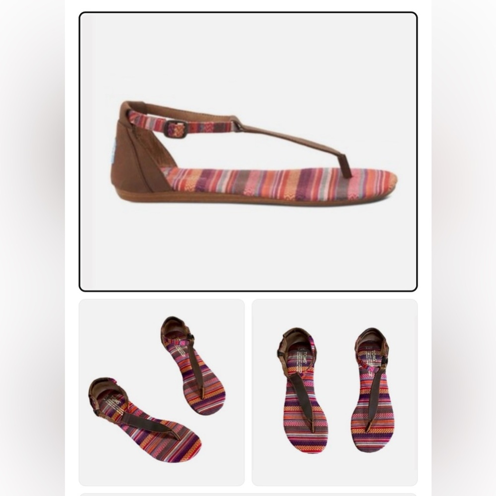 TOMS Playa Woven Leather Thong Sandals Women’s 7.5 Boho Festival Summer Flats